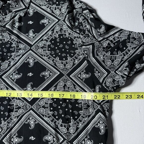 Cactus Man Ricky Singh Mens Shirt Large Black White Paisley Bandana Print Spring - Picture 8 of 11